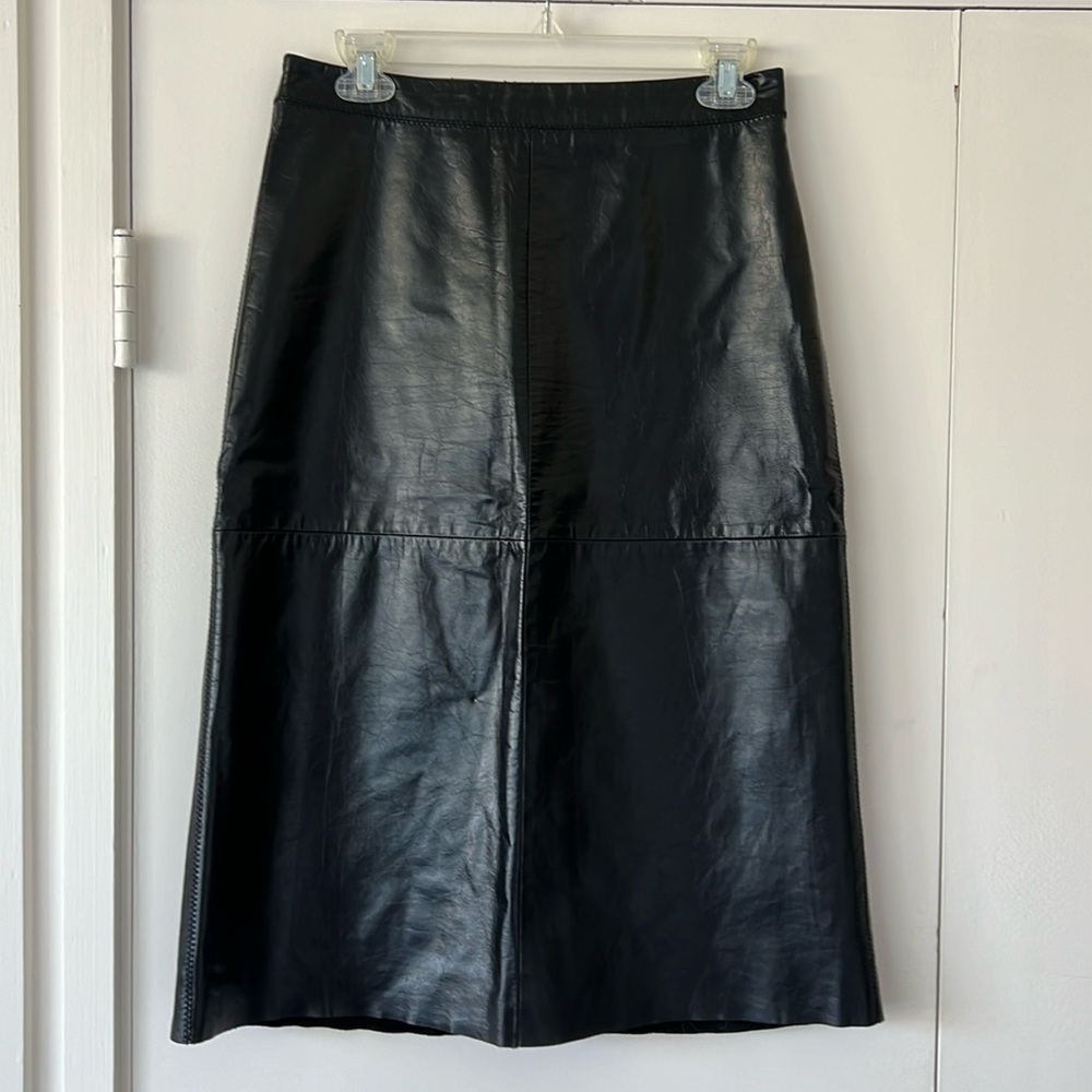 Gap Black Leather Knee Length Skirt Size 4